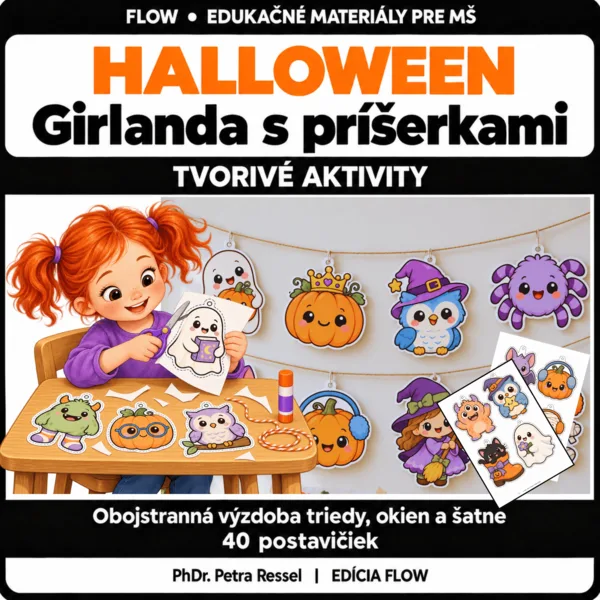 HALLOWEEN – Girlanda s príšerkami Obojstranná výzdoba triedy, okien a šatne | 2x40 postavičiek