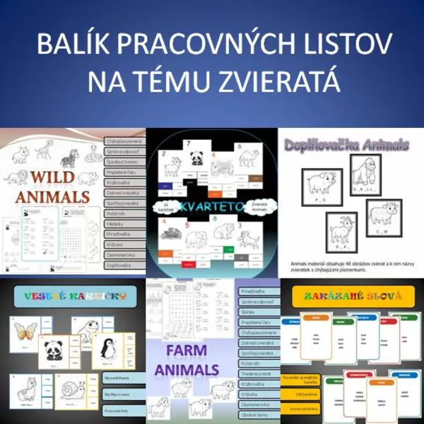 Animals - Balíček pracovných listov pre 1.stupeň ZŠ
