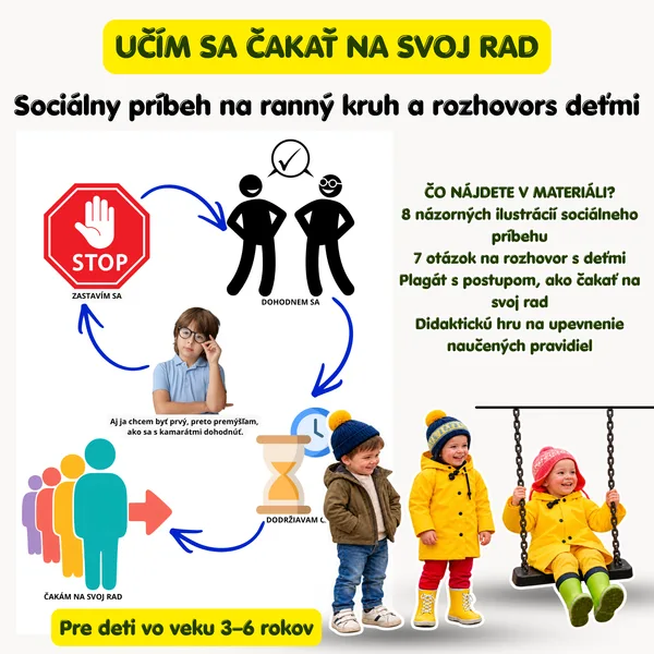 Učím sa čakať na svoj rad – sociálny príbeh, ranný kruh a didaktická hra (3–6 rokov)