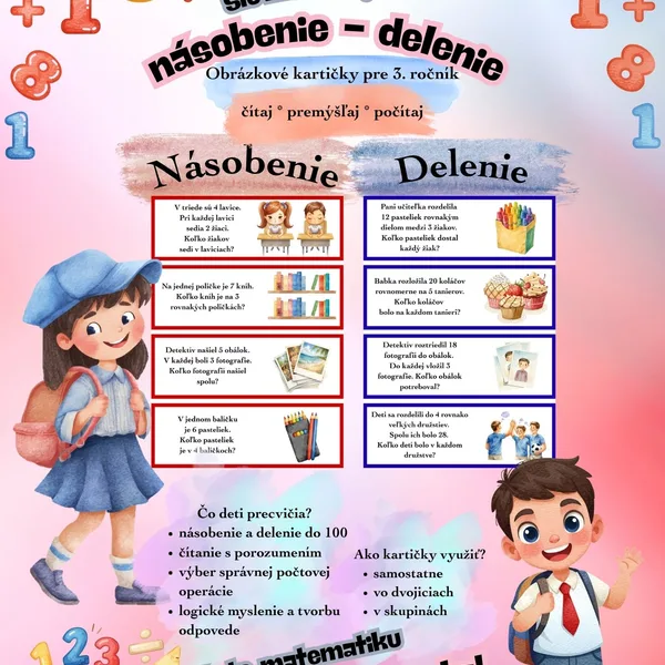 Slovné úlohy - násobenie, delenie