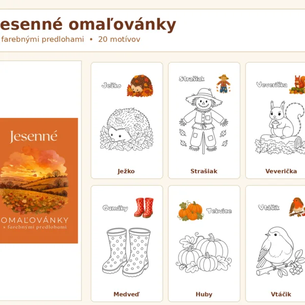 Jesenné omaľovánky s predlohami