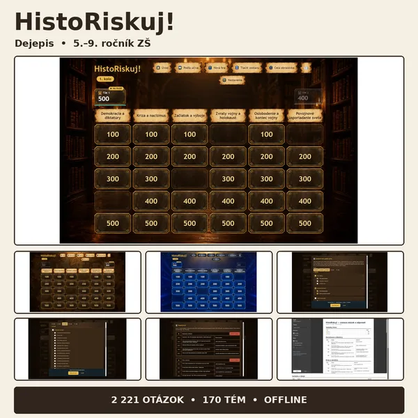 HistoRiskuj! — kvízová show RISKUJ! z dejepisu pre 5.–9. ročník ZŠ