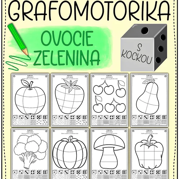 GRAFOMOTORIKA s kockou - OVOCIE A ZELENINA