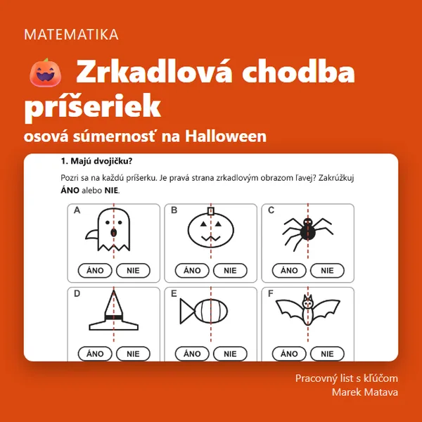 🎃 Zrkadlová chodba príšeriek – osová súmernosť na Halloween