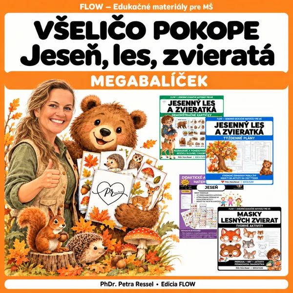Jeseň, jesenný les, zvieratká v lese
