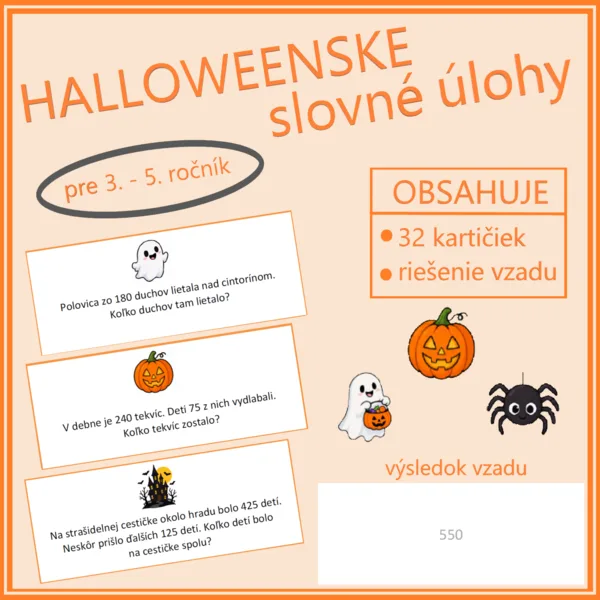 Halloweenske slovné úlohy (pre 3. – 5. ročník
