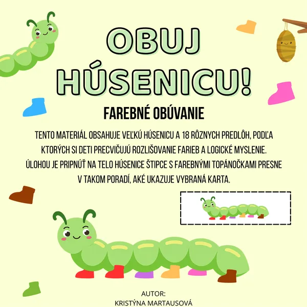 Farebná húsenica - Obúvanie podľa predlôh 🐛