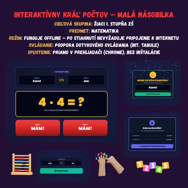Interaktívny kráľ počtov – Malá násobilka