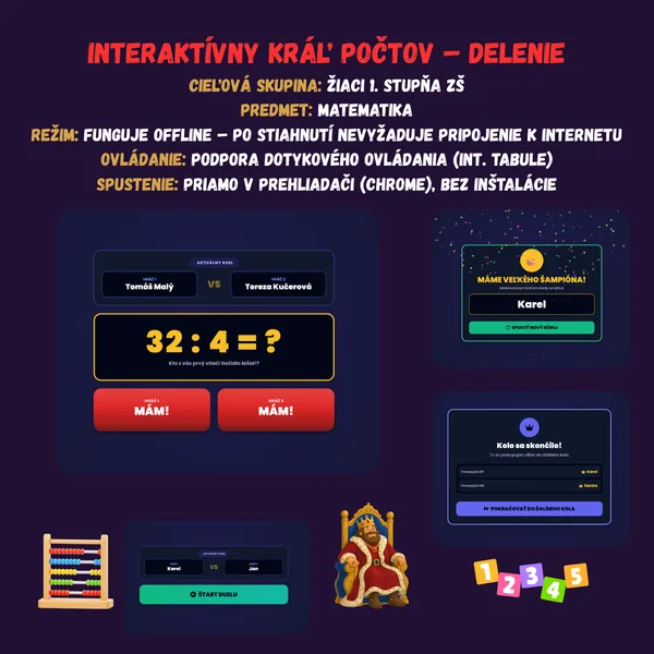 Interaktívny kráľ počtov – Delenie