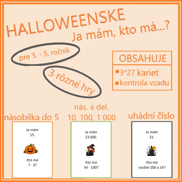 Halloweenske Ja mám, kto má…? (3 rôzne hry)