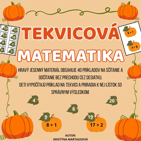 Tekvicová matematika - Sčítanie a odčítanie 🎃🍂