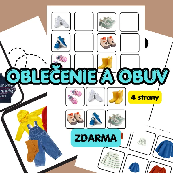 Oblečenie a obuv – 4 hravé pracovné listy pre deti od 2 do 4 rokov | ZDARMA