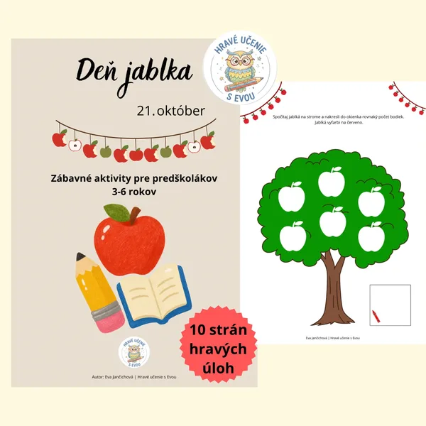 🍎🍏 Deň jablka - Hravé pracovné listy pre predškolákov