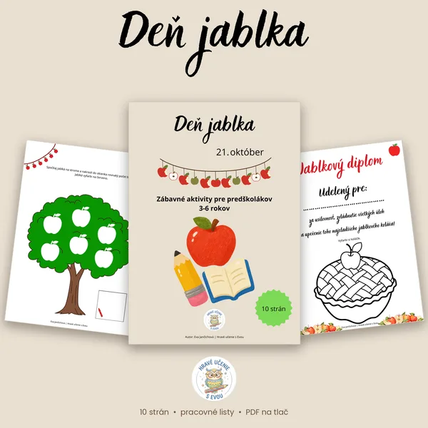 🍎🍏 Deň jablka - Hravé pracovné listy pre predškolákov