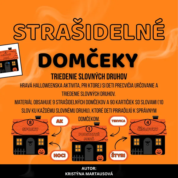 Strašidelné domčeky - Triedenie slovných druhov 🎃👻