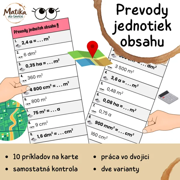Prevody jednotiek obsahu – AB karty | 40 úloh