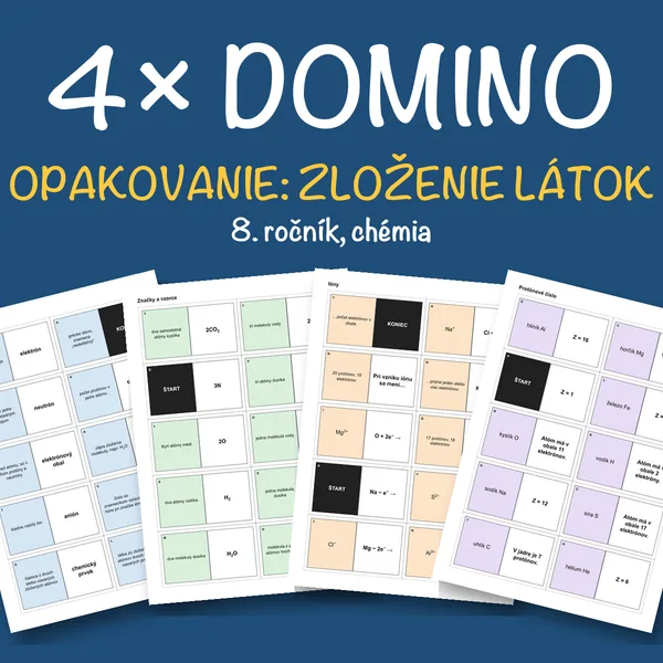 Domino na opakovanie: zloženie látok (8. ročník)