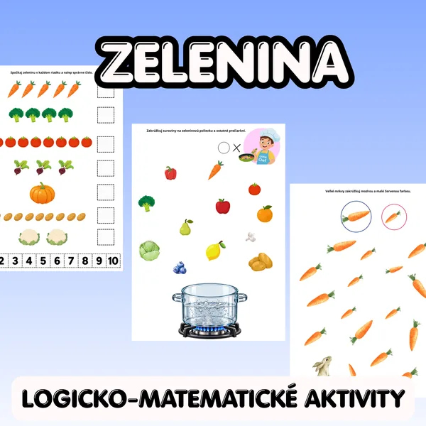 Zelenina – 14 pracovných listov na rozvoj logiky a matematických predstáv