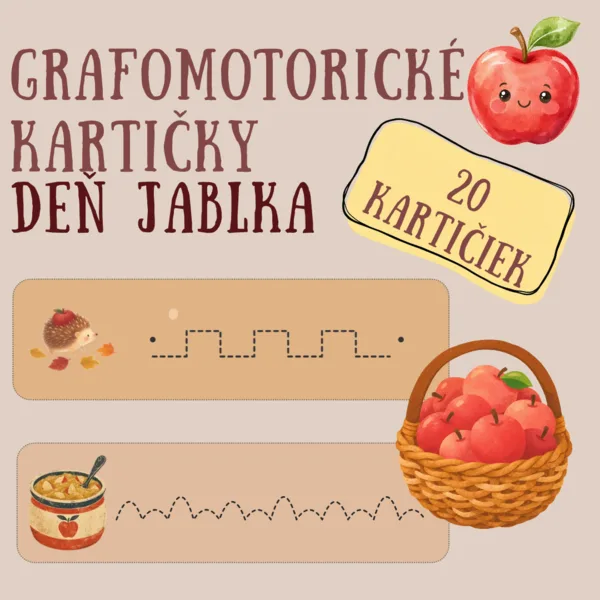 🍎 GRAFOMOTORICKÉ KARTIČKY - DEŇ JABLKA🍎