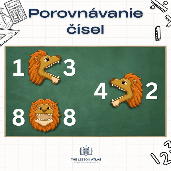 Hladný lev – porovnávanie a počítanie čísel (>, <, =)