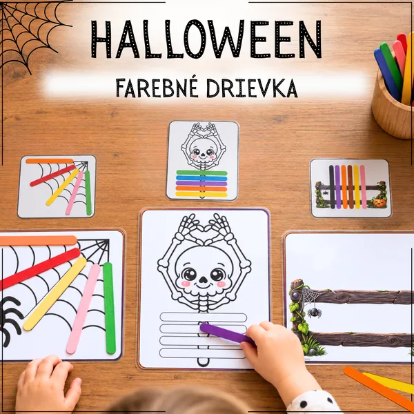 Halloween – Farebné drievka | Prikladanie podľa predlohy