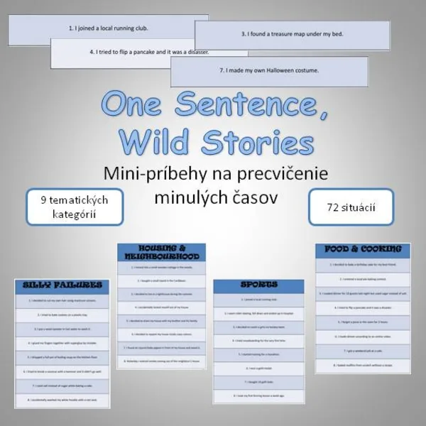 One, Sentence, Wild Stories: Precvičenie minulých časov