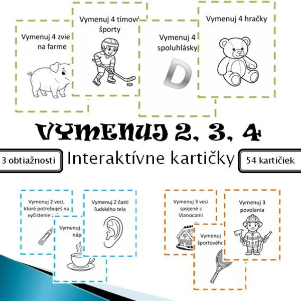 VYMENUJ 2, 3, 4: Kartičková interaktívna aktivita