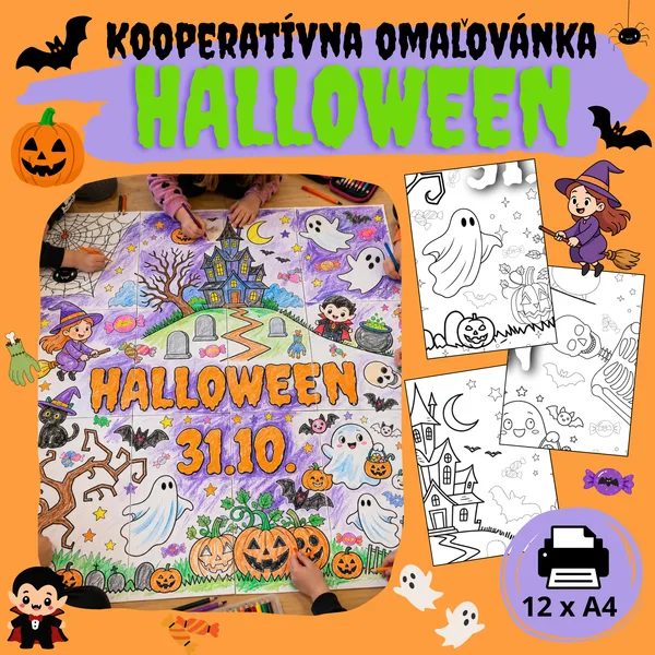 Halloween - kooperatívna omaľovánka