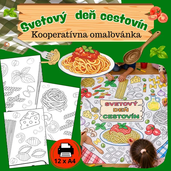 Svetový deň cestovín - kooperatívna omaľovánka