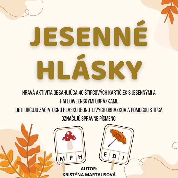 Jesenné a halloweenske štipcovanie - Začiatočné hlásky 🎃