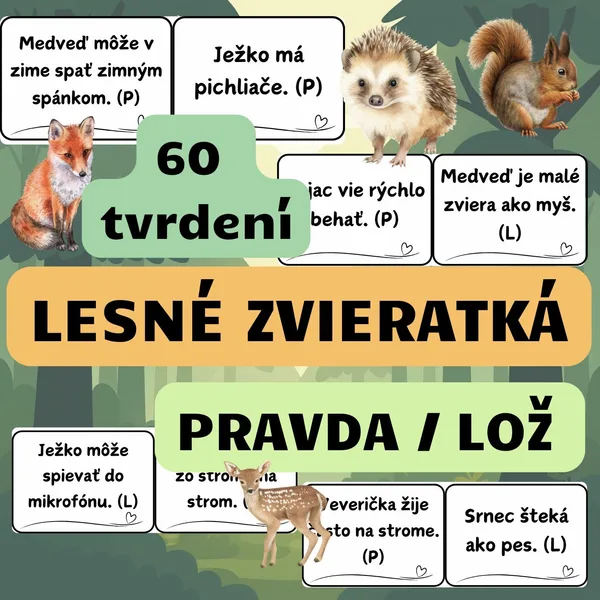 LESNÁ ZVIERATKÁ - (Didaktická hra) - čiernobiele