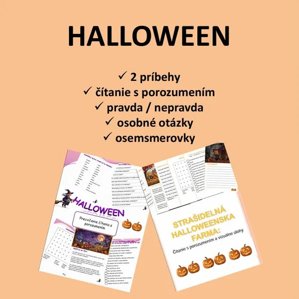 Halloween - 2 príbehy na čitanie s porozumením a aktivity k nim