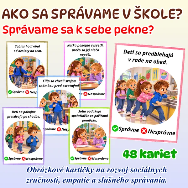 Čo je správne a čo nie? – Obrázkové kartičky o správaní v škole / Ranné kruhy