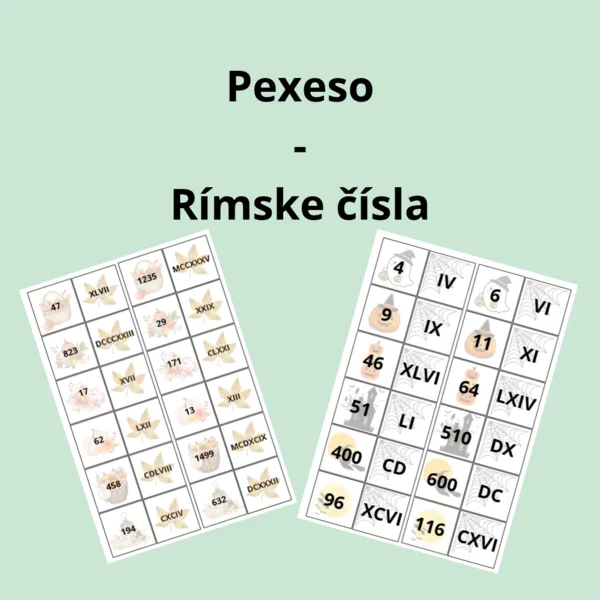 Pexeso - rímske čísla