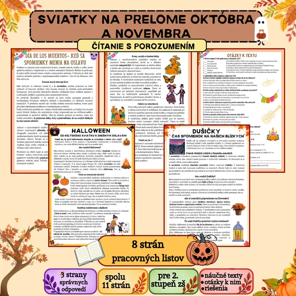 SVIATKY NA PRELOME OKTÓBRA A NOVEMBRA - čítanie s porozumením