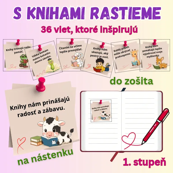 Motivácia k čítaniu pre 1. stupeň / motivačné čítanie / motivačné kartičky / knihy