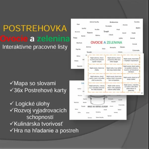 POSTREHOVKA: Ovocie a zelenina / Interaktívne pracovné listy