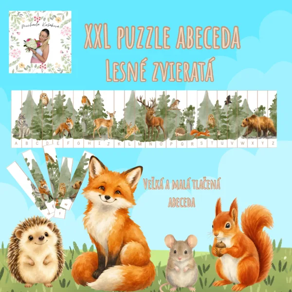 XXL puzzle abeceda- lesné zvieratá