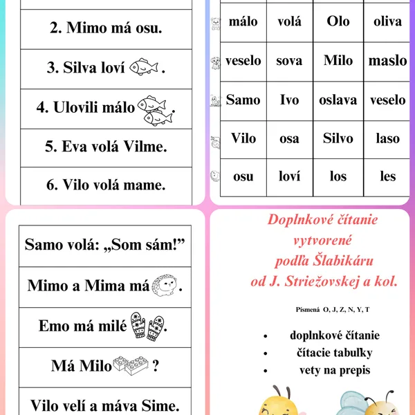 Doplnkové čítanie k Šlabikáru (písmená O - T)