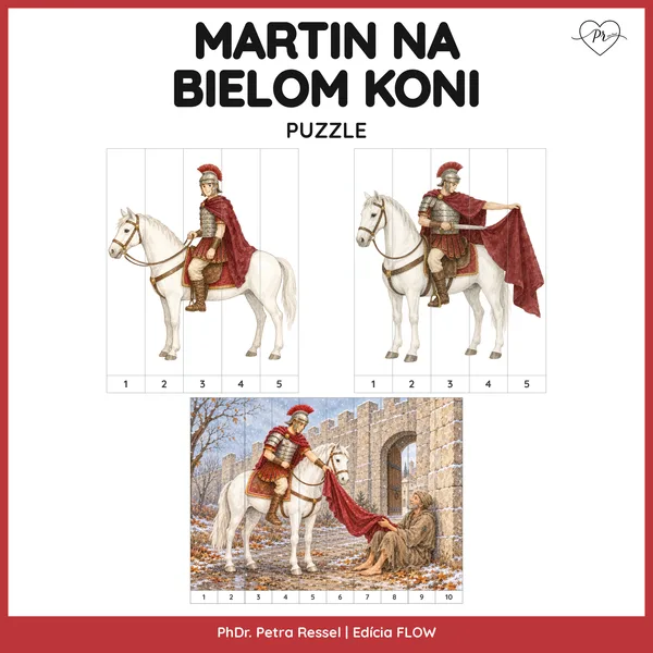 MARTIN NA BIELOM KONI – ČÍSELNÉ A OBRÁZKOVÉ PUZZLE