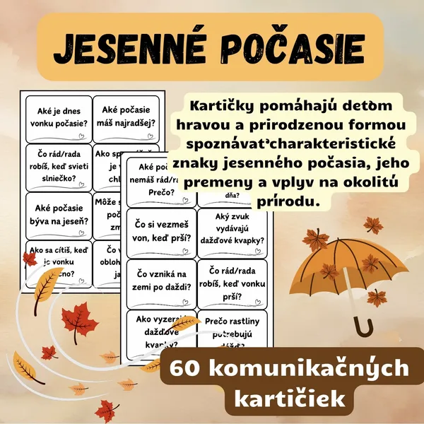 Jesenné počasie - komunikačné kartičky