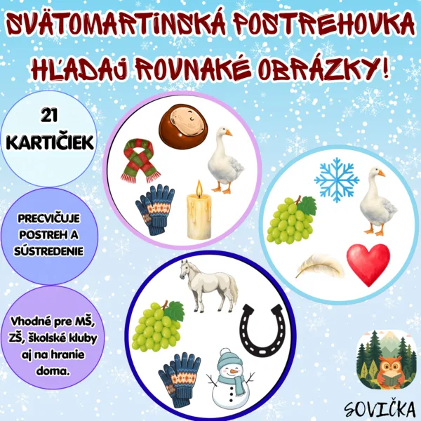 🐴 SVÄTOMARTINSKÁ POSTREHOVKA – NÁJDI SPOLOČNÝ OBRÁZOK 🍂