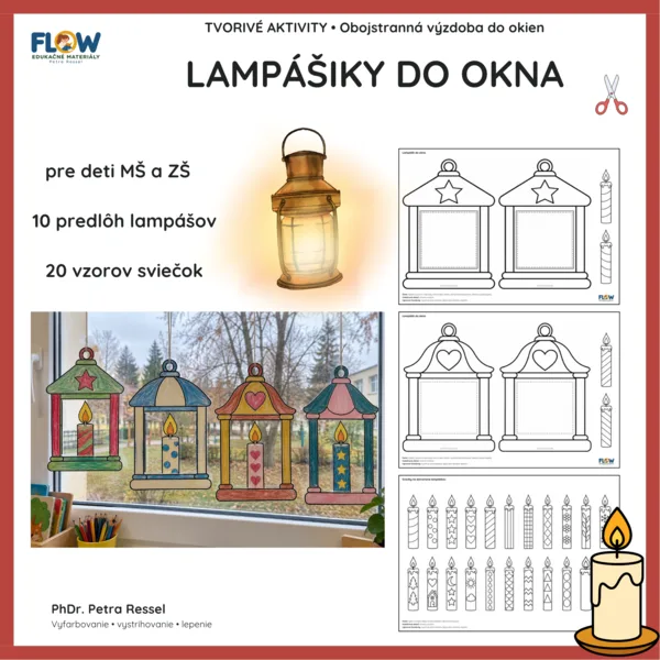 LAMPÁŠIKY DO OKNA Tvorivé aktivity – obojstranná výzdoba do okien / STRIHANIE, VYFARBOVANIE