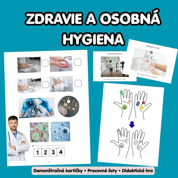Zdravie a osobná hygiena – demonštračné kartičky, pracovné listy a didaktická hra