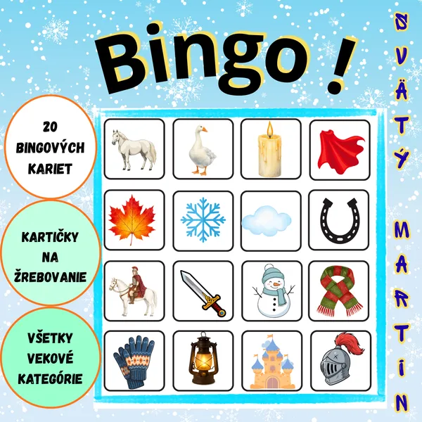 🪿 SVÄTOMARTINSKÉ BINGO – 20 HRACÍCH KARIET 🍂