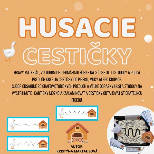 Husacie cestičky - Grafomotorika v piesku 🪿